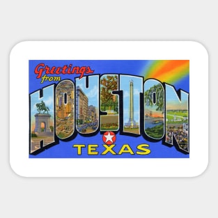 Greetings from Houston, Texas - Vintage Large Letter Postcard Sticker